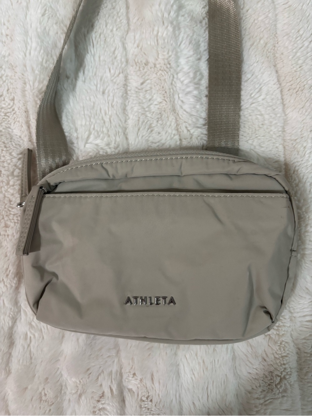 Athleta Beige/Gray Crossbody Bag